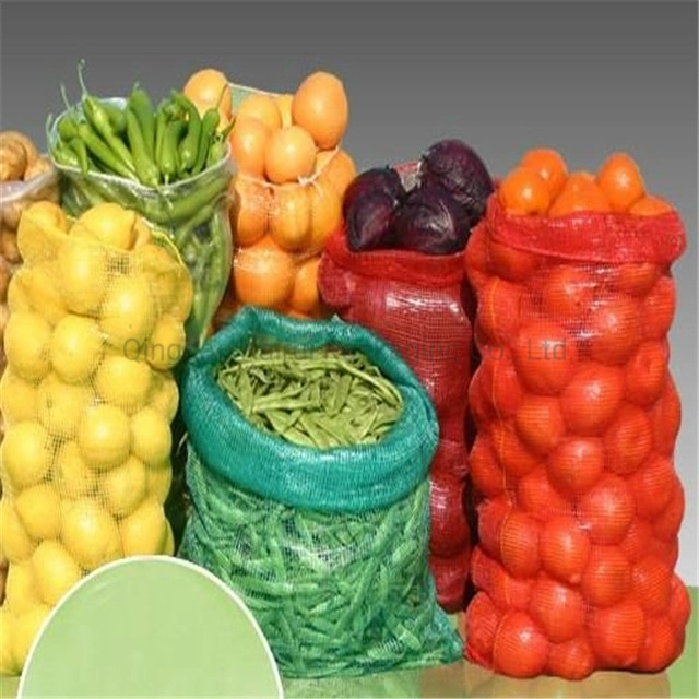 30kg Red Tubular Mesh Packing Sack Onion Firewood PP PE Tubular Vegetable Mesh Bag